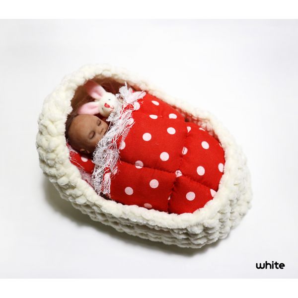 Velvet Dreams set for 4,5" - 5" mini baby (basket, quilt, pillow, pacie, bottle & bunny) #15